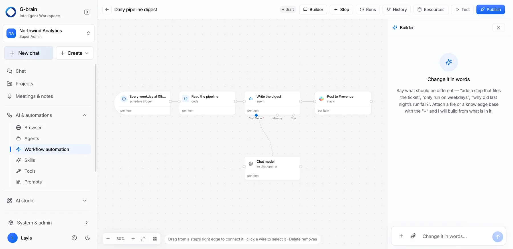G-Brain workflow builder
